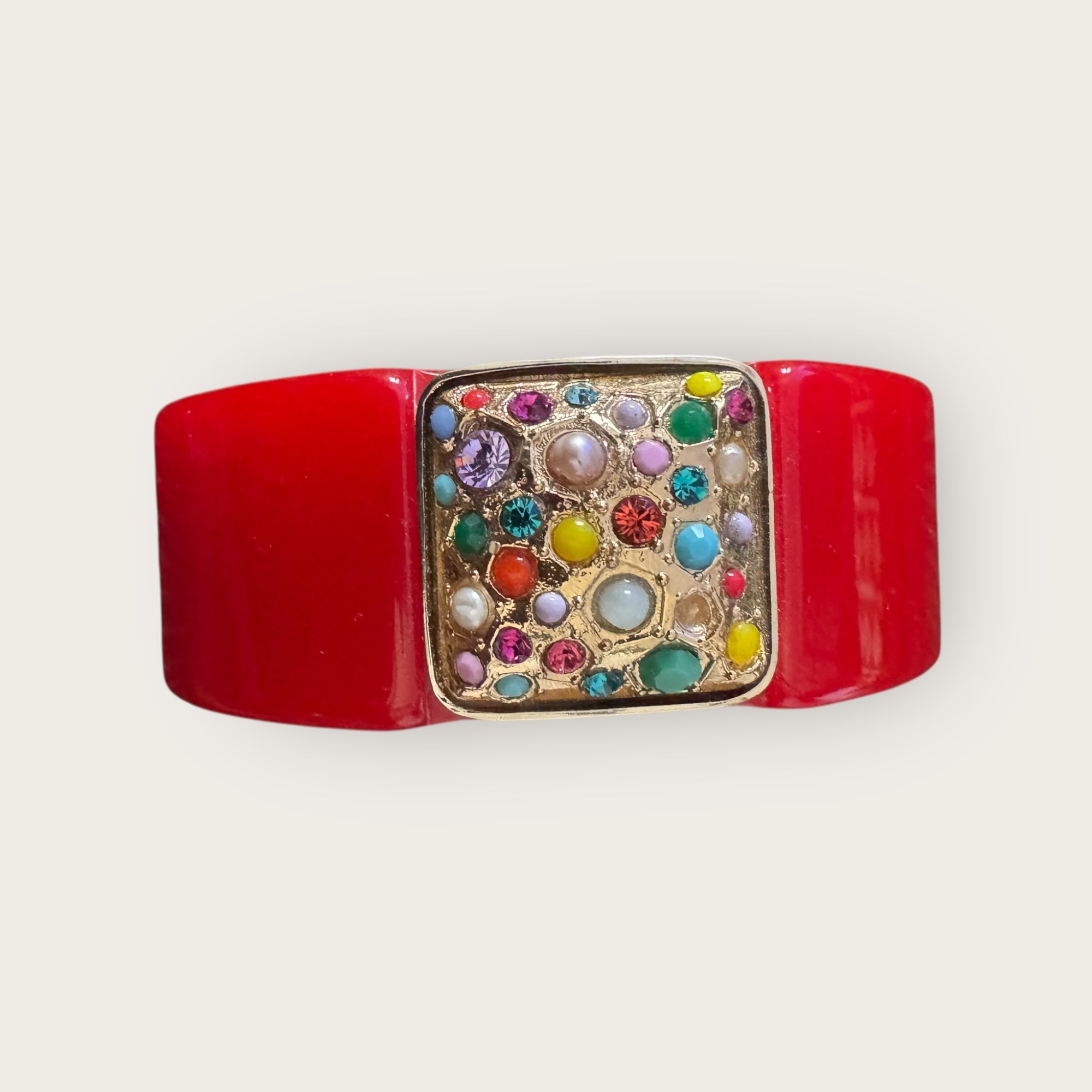 GAS BIJOUX - Bracelet ARTY acétate rouge - Cristaux de swarowski - Doré à l'or fin