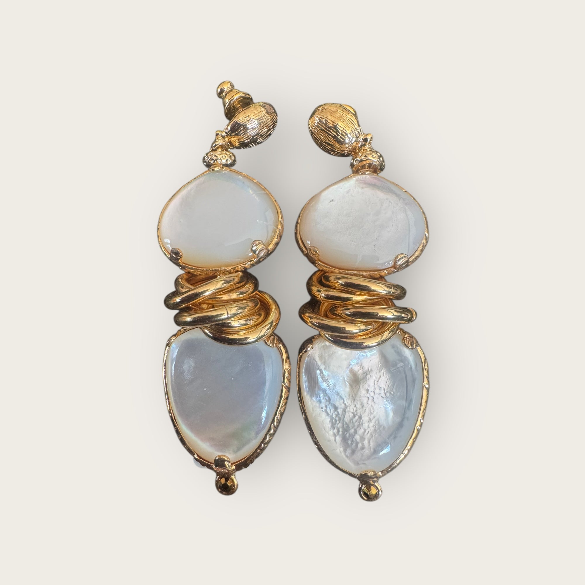 GAS BIJOUX - Boucles d'oreilles SIRENA 2.0 dorées à l'or fin - Nacre blanche