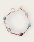 GAS BIJOUX - Bracelet PERLA serti doré à l'or fin - Turquoise, quartz marron et blanc