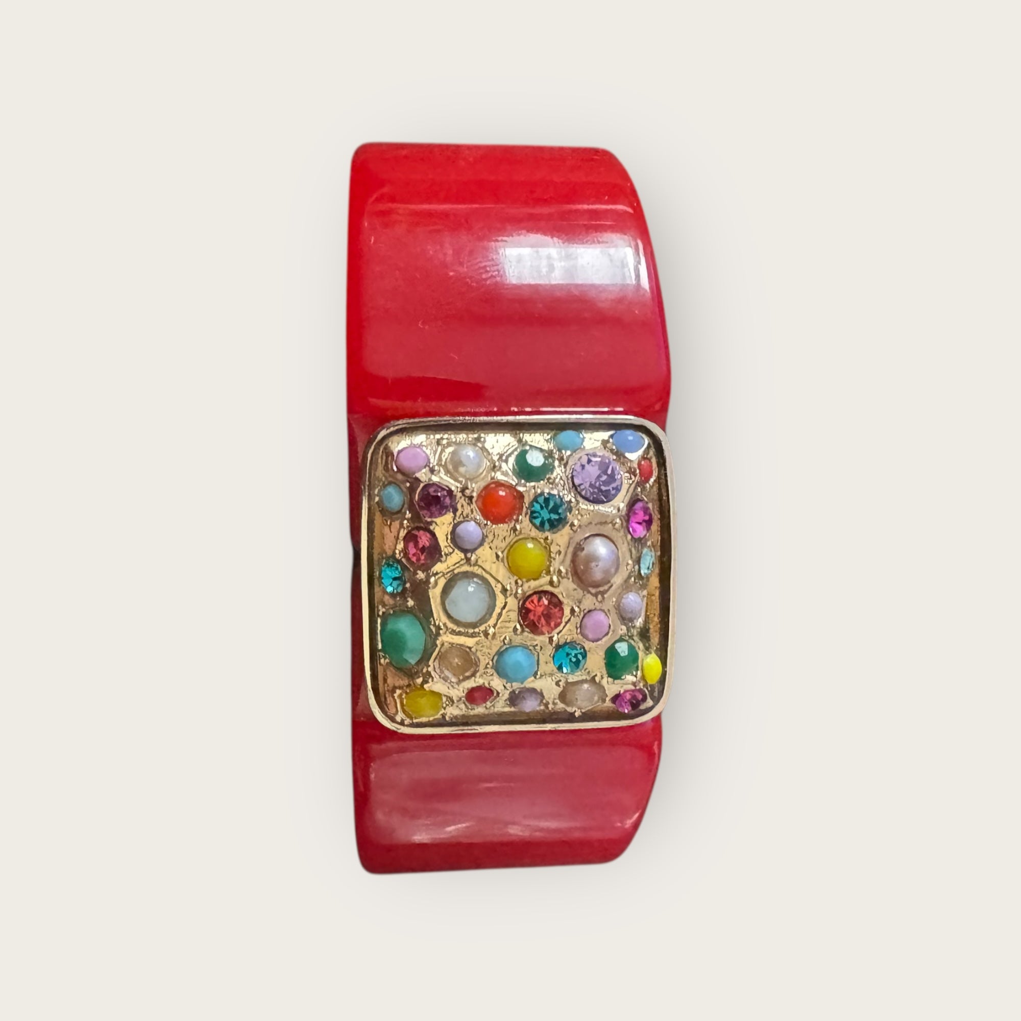 GAS BIJOUX - Bracelet ARTY acétate rouge - Cristaux de swarowski - Doré à l'or fin