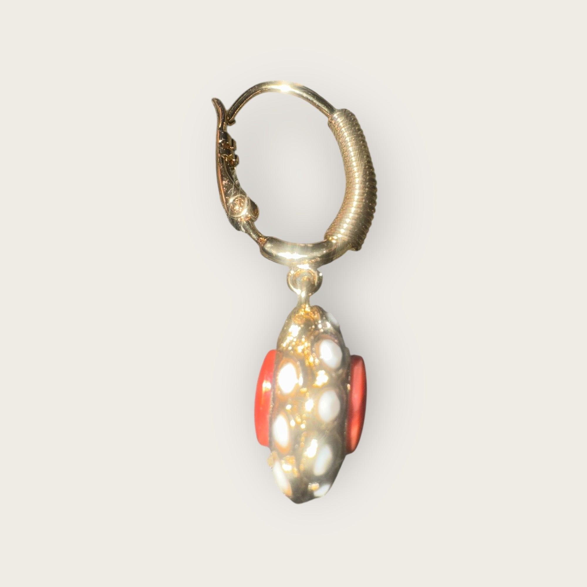 GAS BIJOUX - Boucles d’oreilles TAO SPLASH dorées à l’or fin - Cornaline et cristaux blancs
