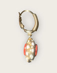 GAS BIJOUX - Boucles d’oreilles TAO SPLASH dorées à l’or fin - Cornaline et cristaux blancs