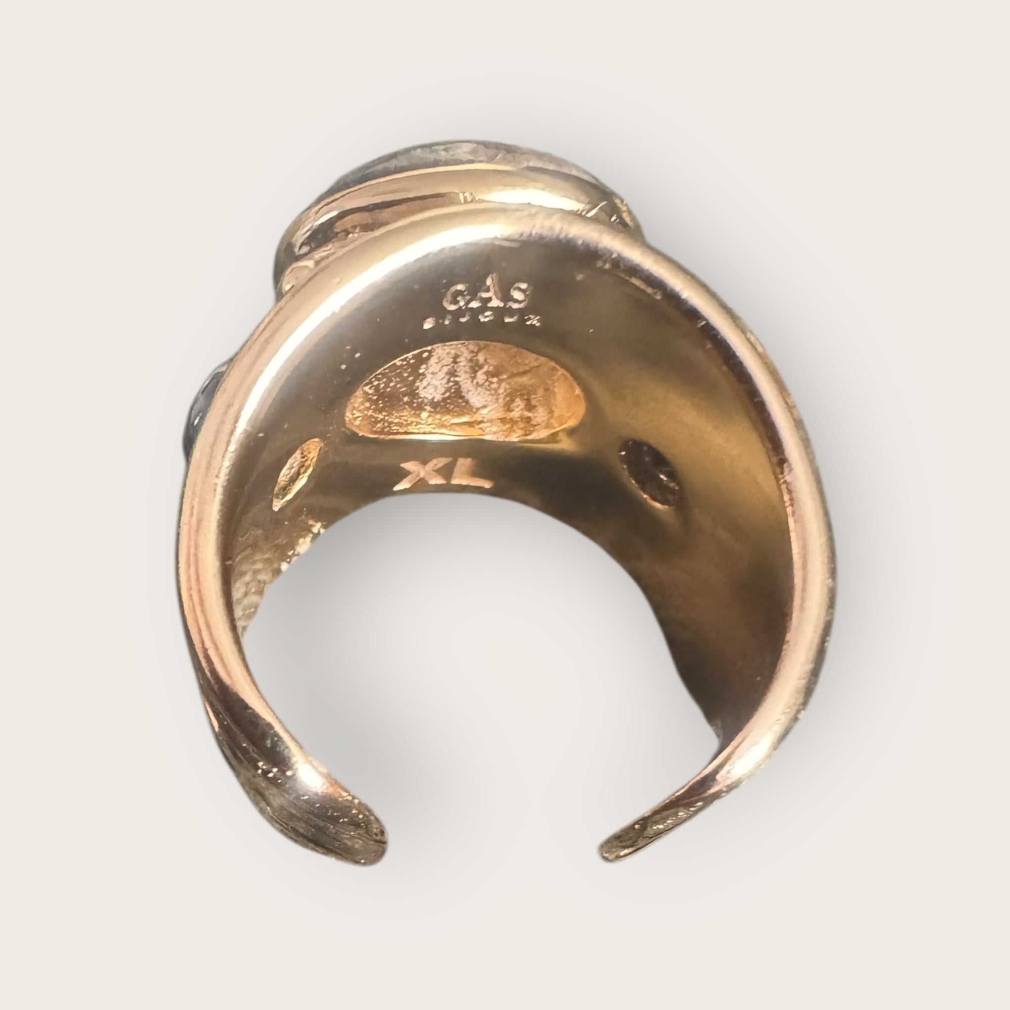 - GAS BIJOUX - Bague SIMONE dorée à l'or fin - Agate marron et hématite - TAILLE XL