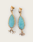 GAS BIJOUX - Boucles d'oreilles serti goutte petit modèle dorée à l'or fin - Amazonite