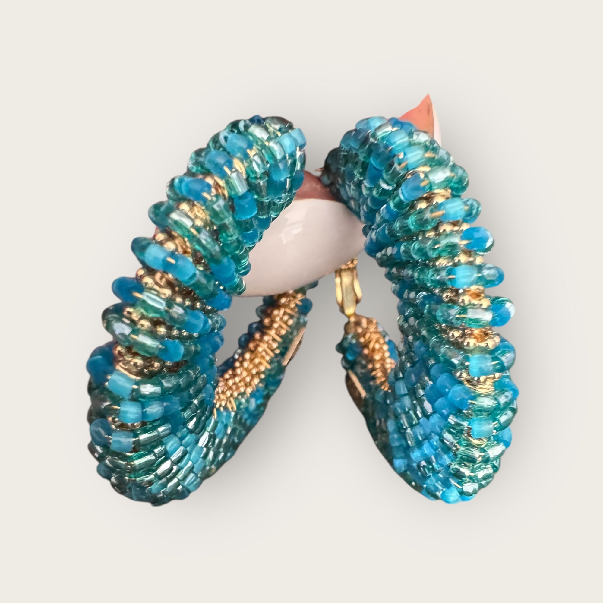GAS BIJOUX - Boucles d'oreilles IZZIA grand modèle dorées à l'or fin - Turquoise