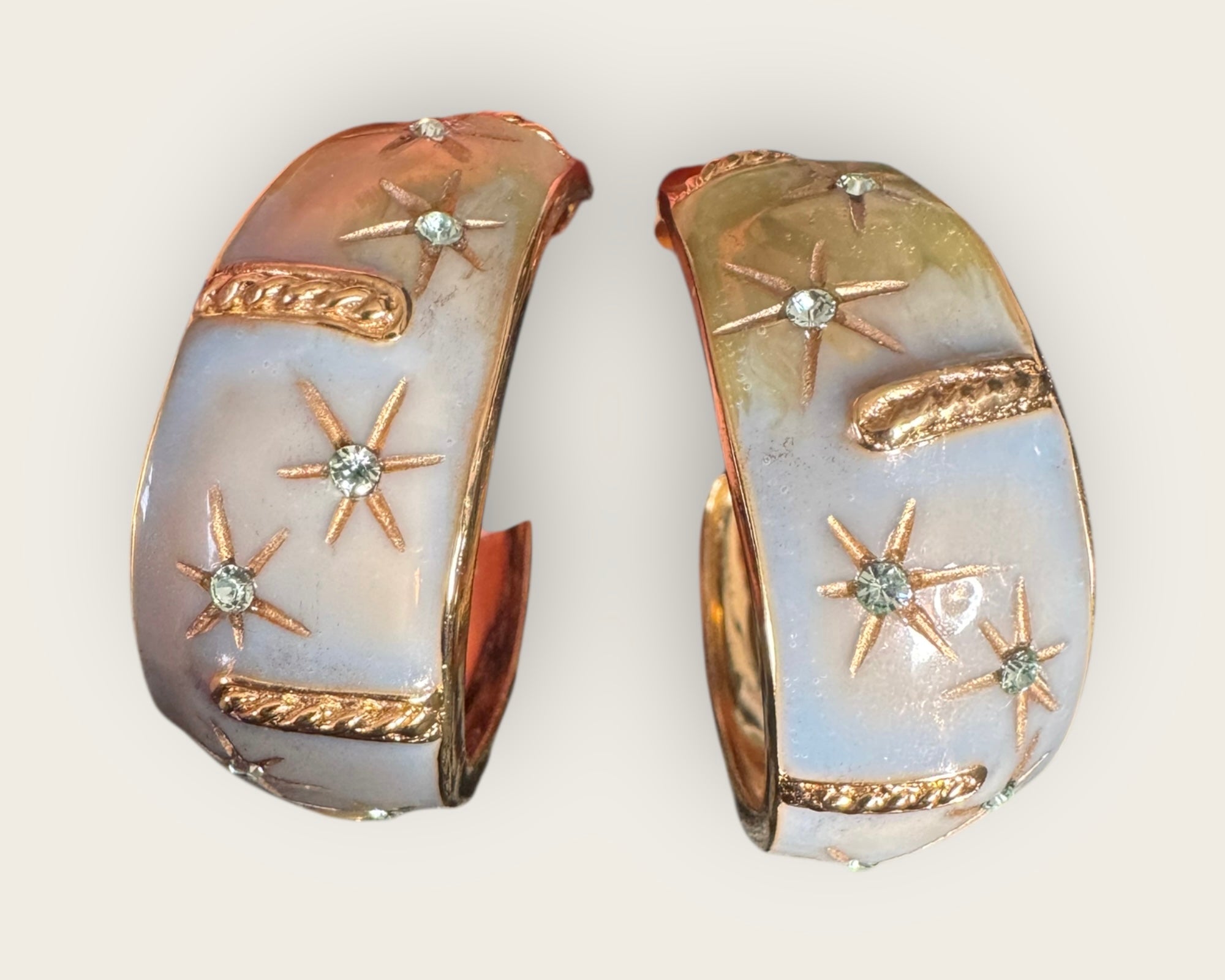 GAS BIJOUX - Boucles d'oreilles IDRA émail et cristaux bleu dorées à l'or fin