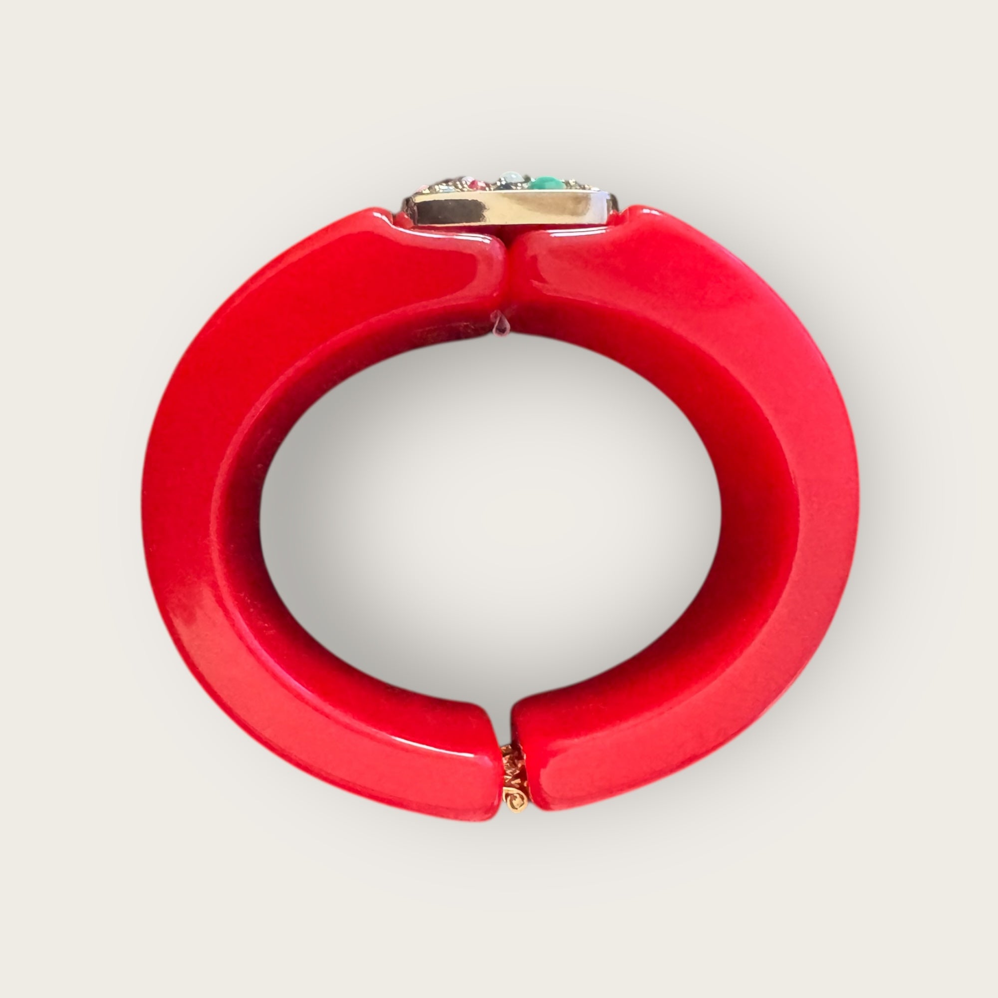 GAS BIJOUX - Bracelet ARTY acétate rouge - Cristaux de swarowski - Doré à l'or fin
