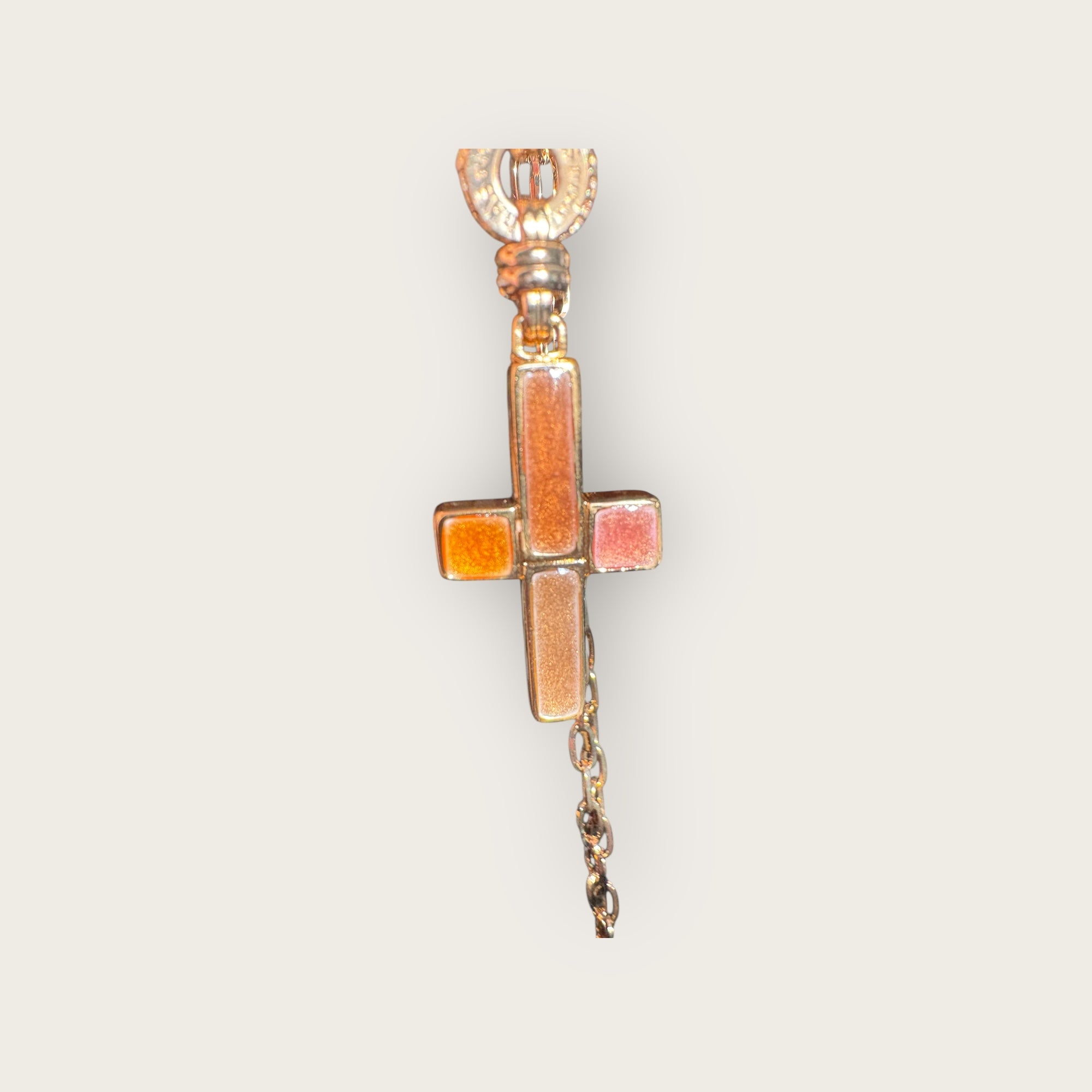 GAS BIJOUX - Sautoir croix émail petit modèle doré à l'or fin
