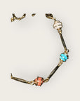 GAS BIJOUX - Bracelet PERLA serti doré à l'or fin - Turquoise, quartz marron et blanc