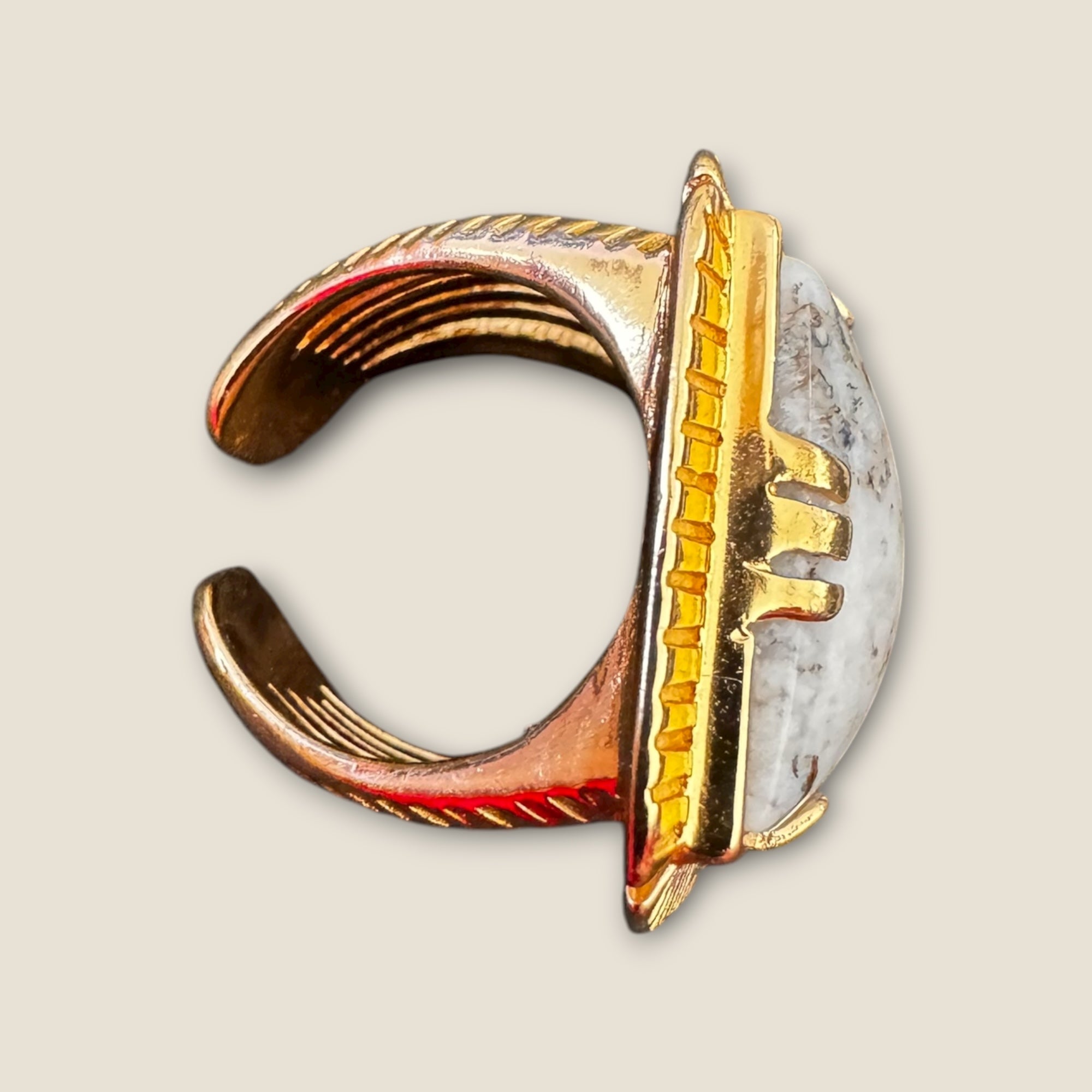 GAS BIJOUX - Bague ARTY chevalière dorée à l'or fin - Jaspe Paysage