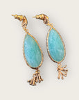 GAS BIJOUX - Boucles d'oreilles serti goutte petit modèle dorée à l'or fin - Amazonite