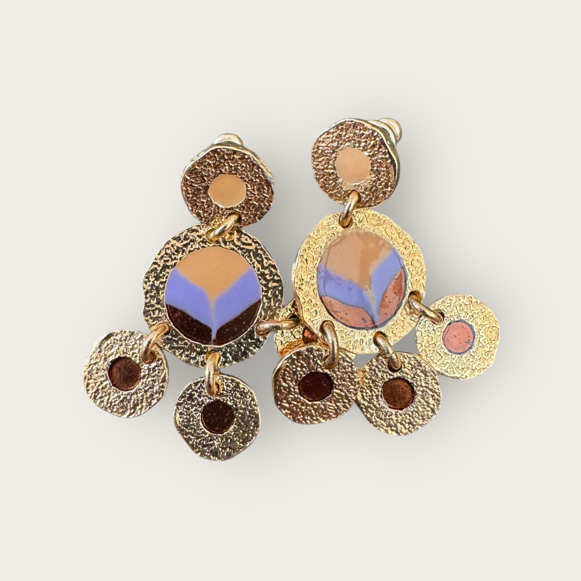 GAS BIJOUX - Boucles d'oreilles ILLUSION dorées à l'or fin- Mauve et mandarine