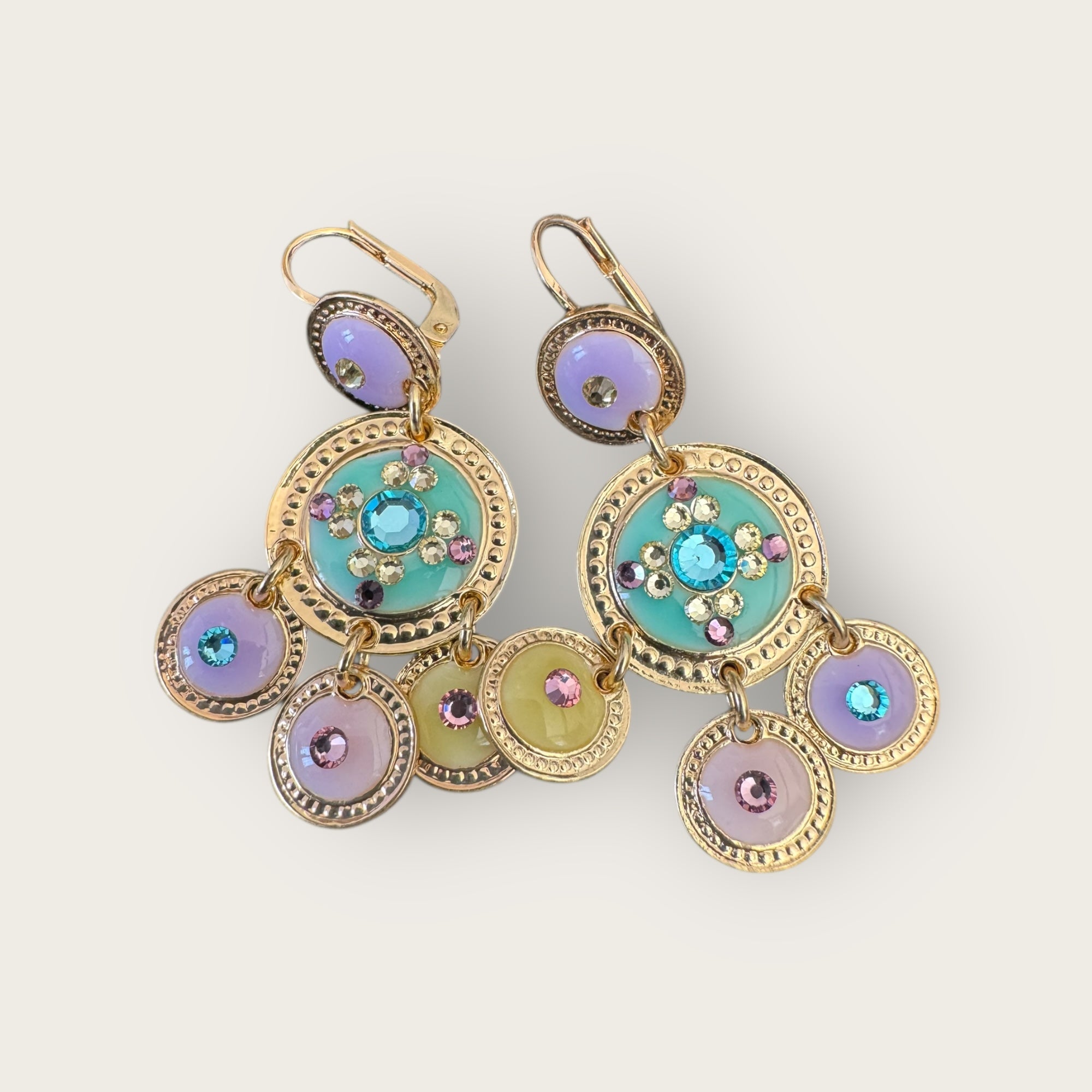GAS BIJOUX - Boucles d'oreilles SEQUIN deux rangs dorées à l'or fin