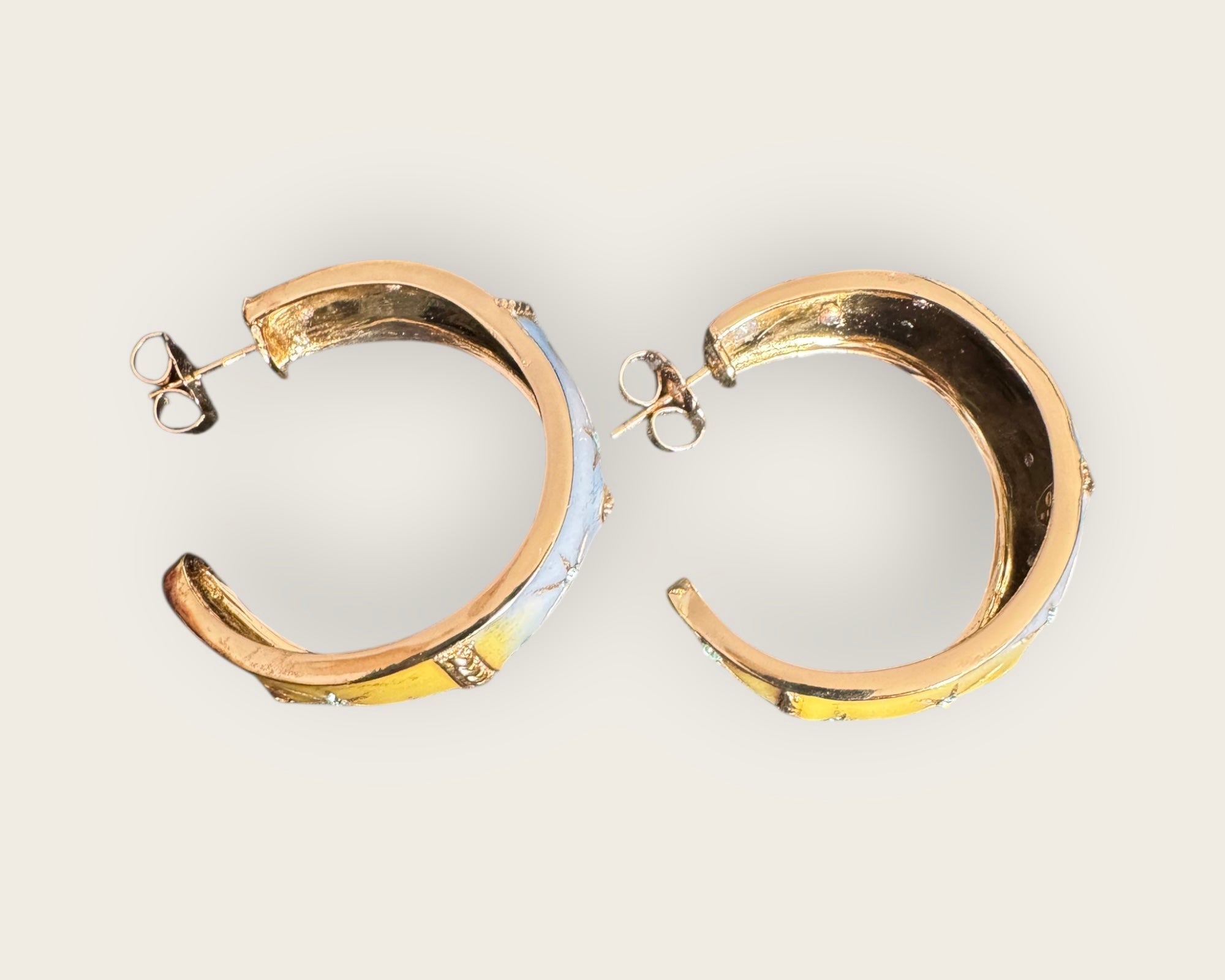 GAS BIJOUX - Boucles d'oreilles IDRA émail et cristaux bleu dorées à l'or fin