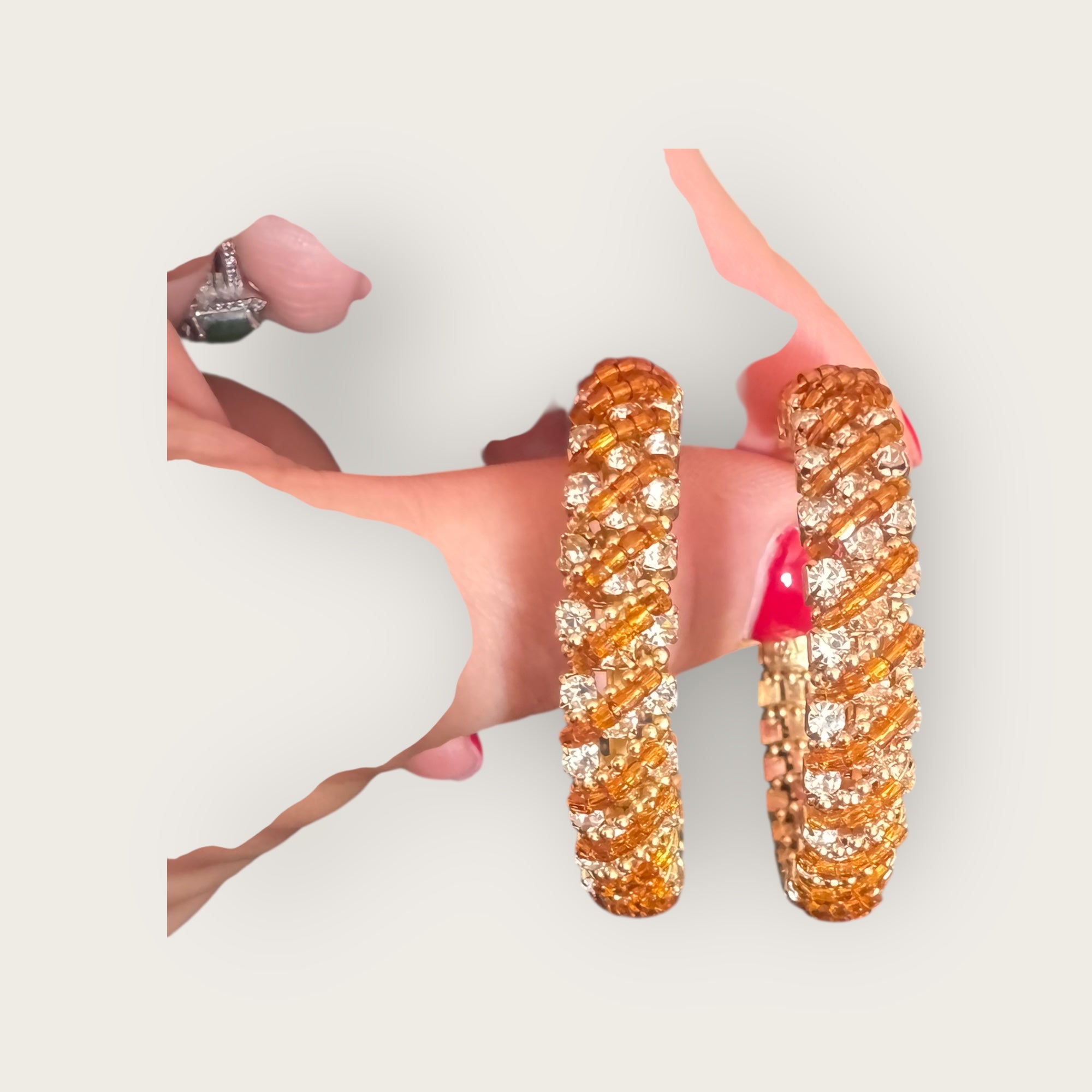 GAS BIJOUX - Boucles d'oreilles IZILDA strass et perles marron dorées à l'or fin