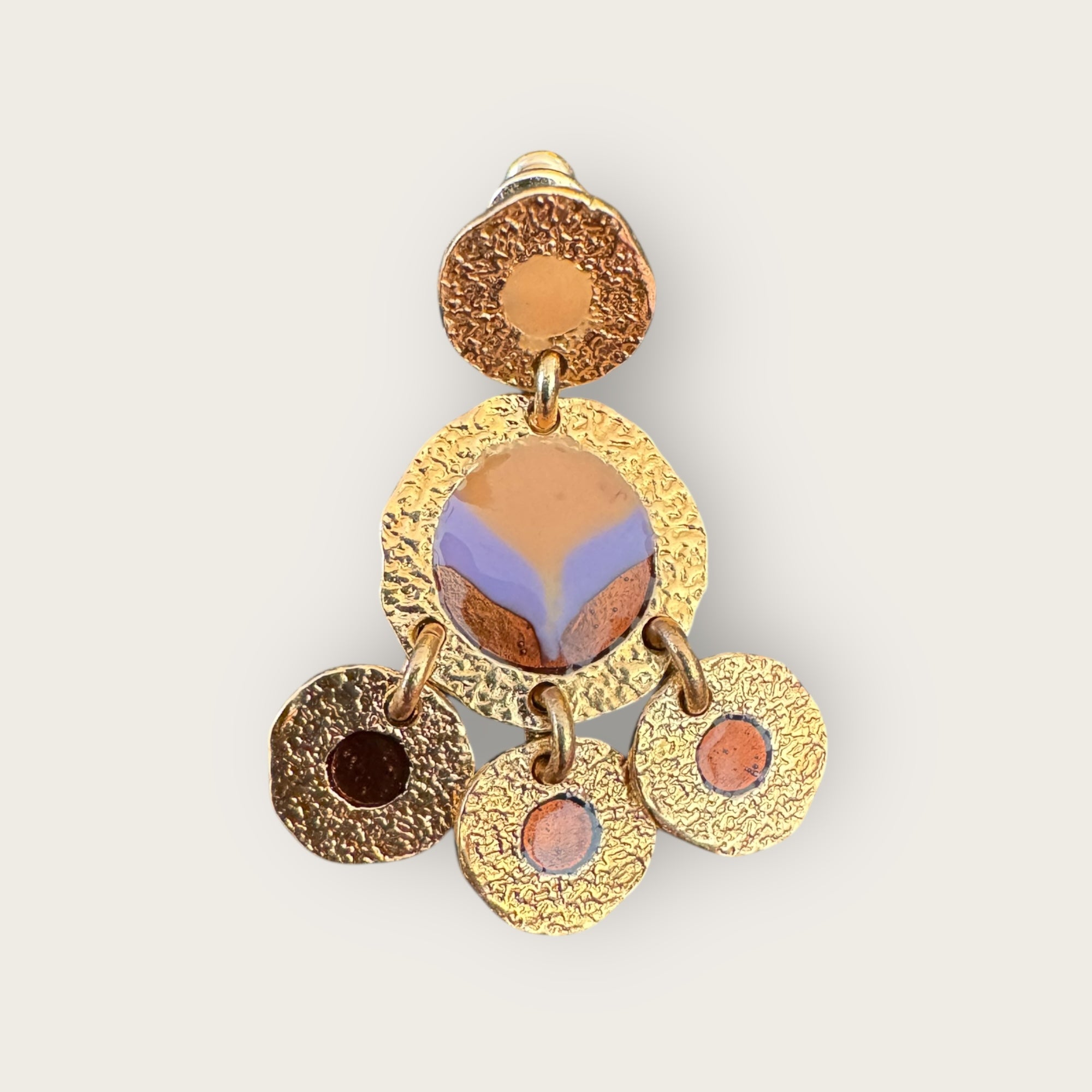 GAS BIJOUX - Boucles d'oreilles ILLUSION dorées à l'or fin- Mauve et mandarine
