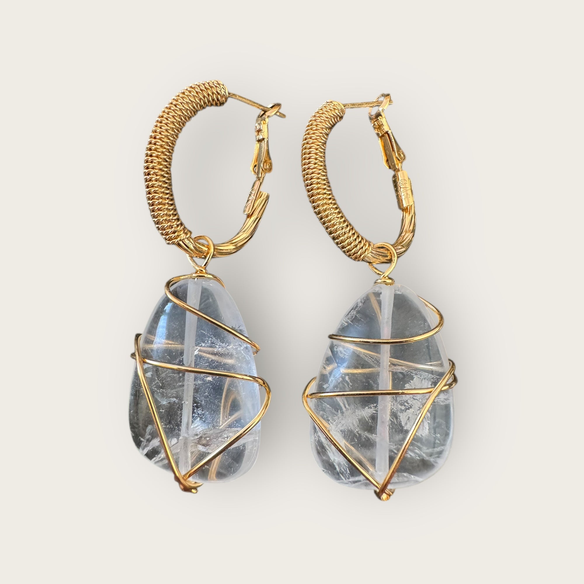 GAS BIJOUX - Boucles d'oreilles LYRE RAINBOW - Grand modèle - Cristal de Roche