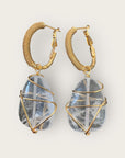 GAS BIJOUX - Boucles d'oreilles LYRE RAINBOW - Grand modèle - Cristal de Roche