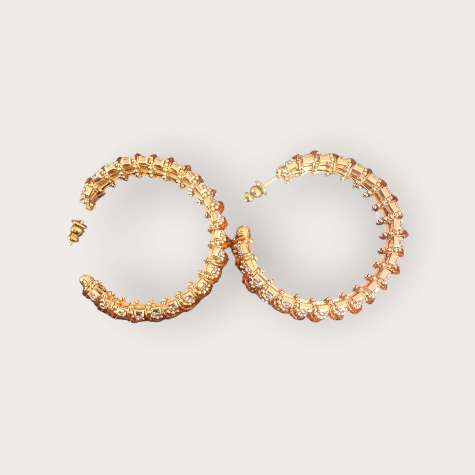 GAS BIJOUX - Boucles d'oreilles IZILDA strass et perles marron dorées à l'or fin