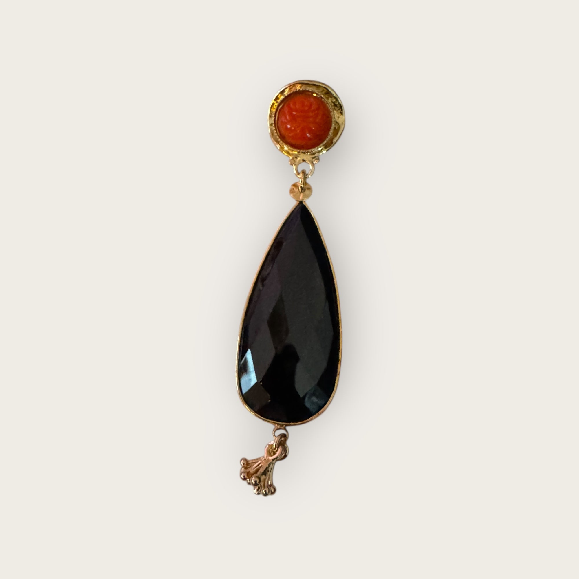 GAS BIJOUX - Boucles d'oreilles SERTI GOUTTES dorées à l'or fin - ONYX