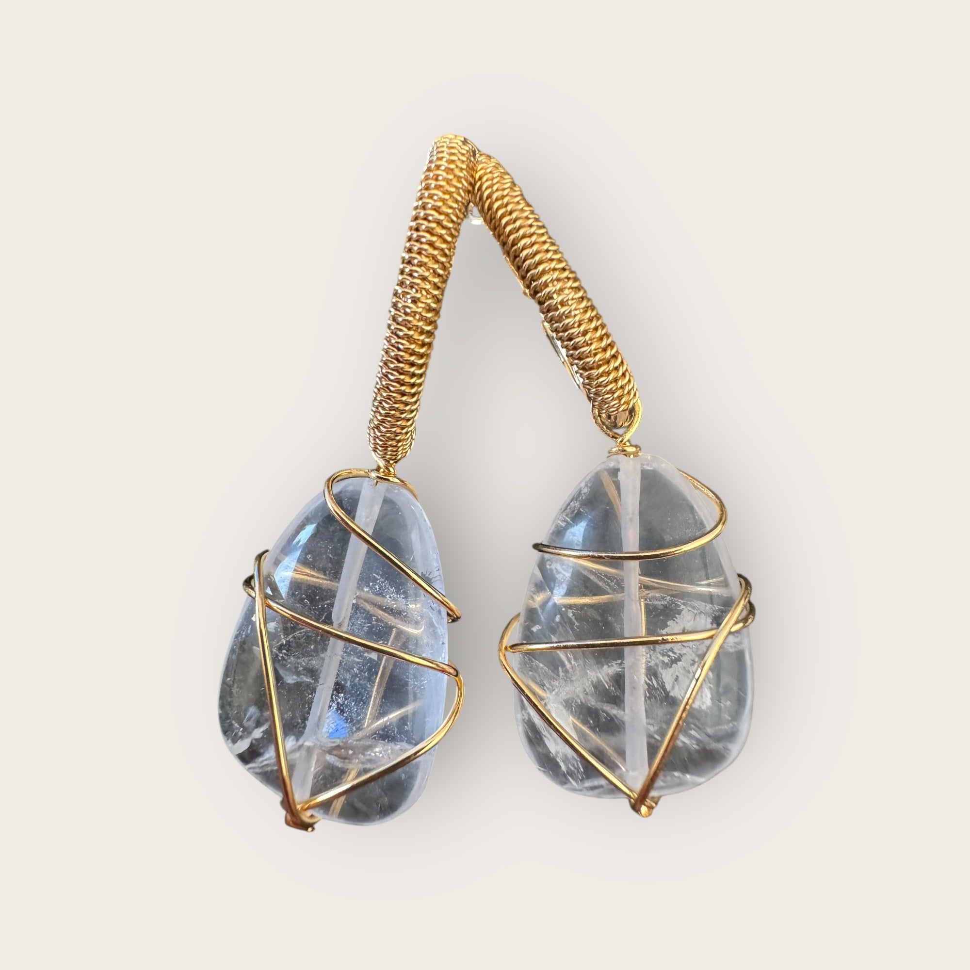 GAS BIJOUX - Boucles d'oreilles LYRE RAINBOW - Grand modèle - Cristal de Roche