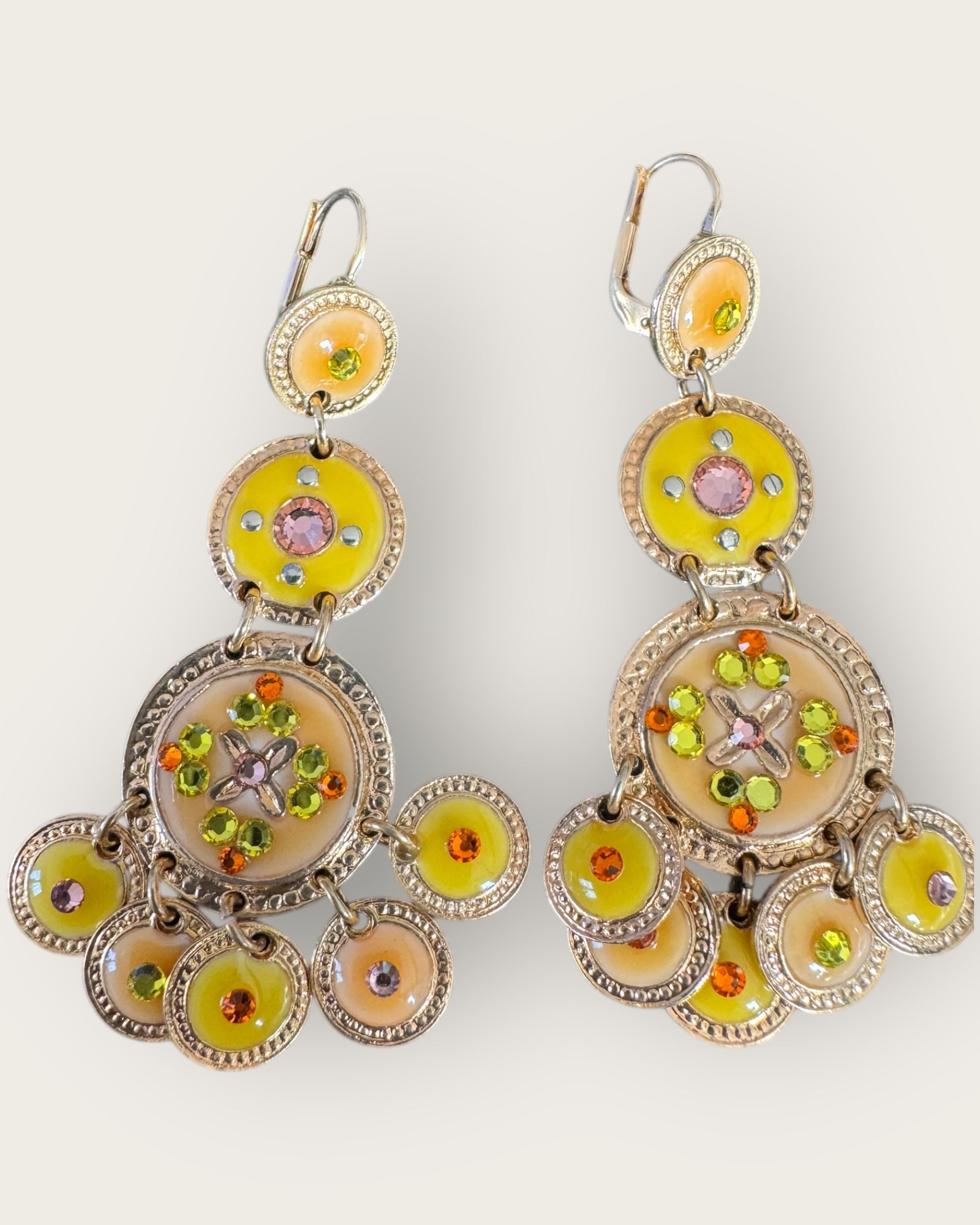 GAS BIJOUX - Boucles d'oreilles sequins trois rangs dorées à l'or fin - Tons de jaune