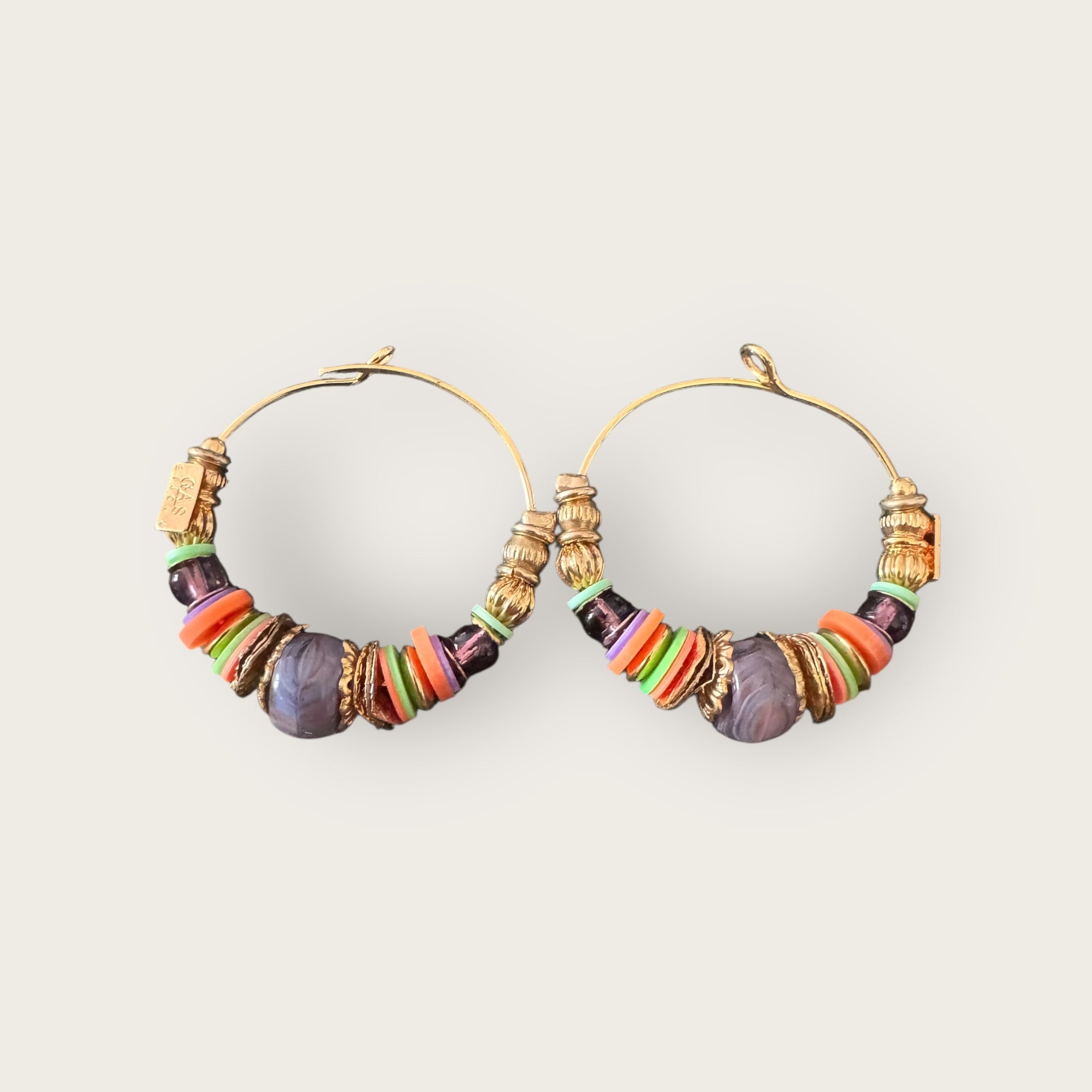 GAS BIJOUX - Boucles d'oreilles créoles ALOHA mini dorées à l'or fin - multicolore