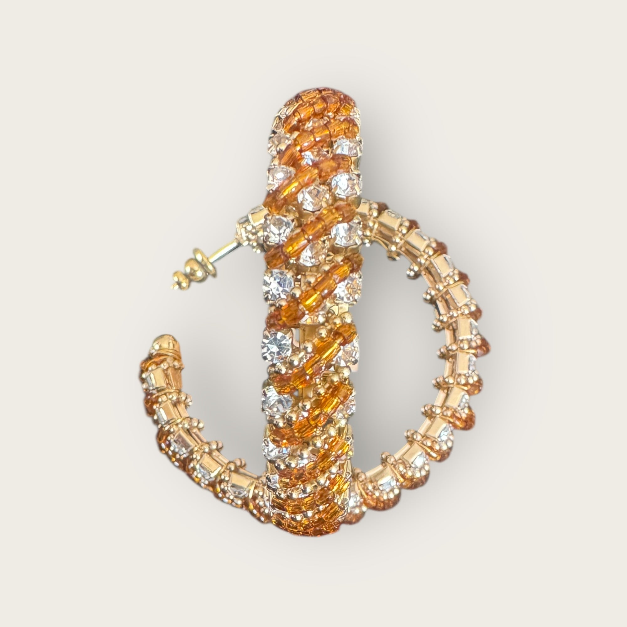 GAS BIJOUX - Boucles d'oreilles IZILDA strass et perles marron dorées à l'or fin