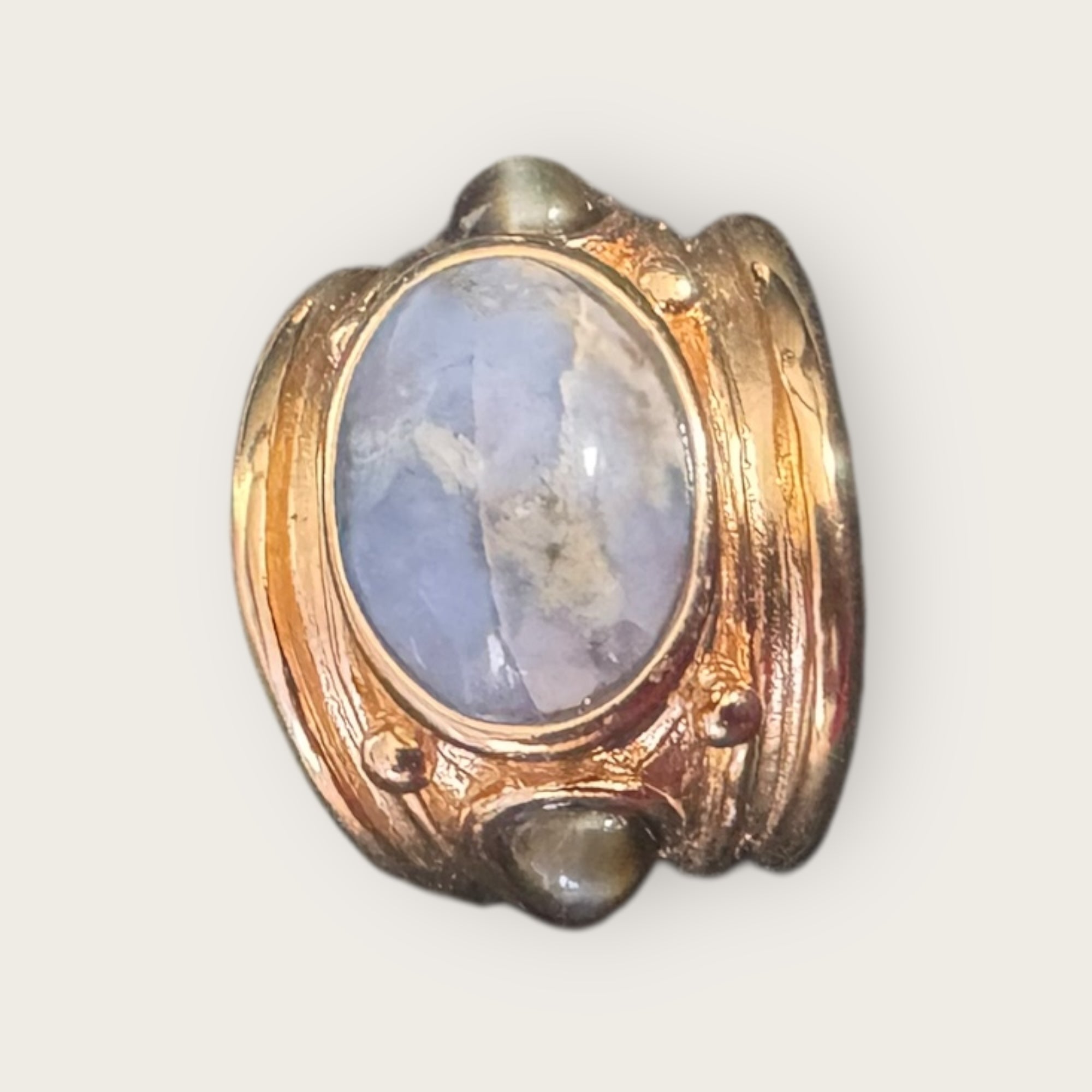GAS BIJOUX - Bague SIMONE dorée à l'or fin - Calcédoine et Hématite - Taille XL