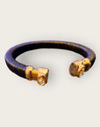 GAS BIJOUX - Bracelet SARINA cuir noir strass. doré à l'or fin