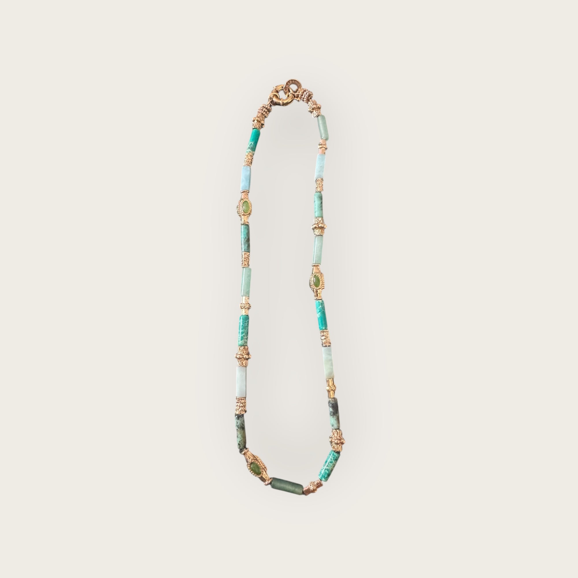 GAS BIJOUX - Collier KALI doré à l'or fin - Calcite bleue, turquoise africaine