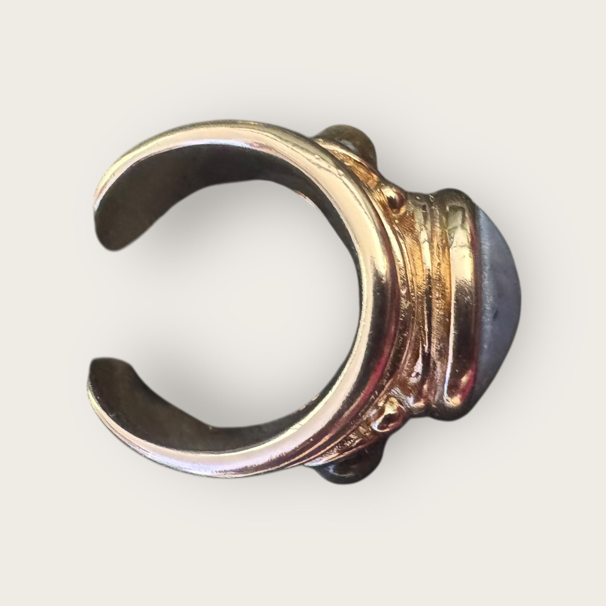 GAS BIJOUX - Bague SIMONE dorée à l'or fin - Calcédoine et Hématite - Taille XL