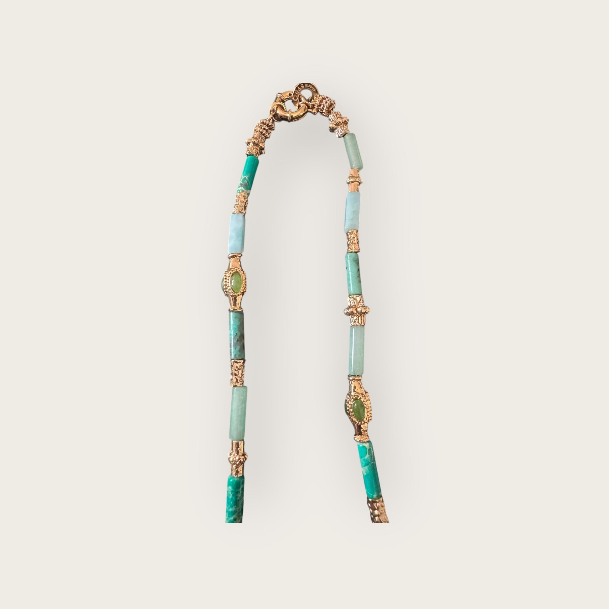 GAS BIJOUX - Collier KALI doré à l'or fin - Calcite bleue, turquoise africaine
