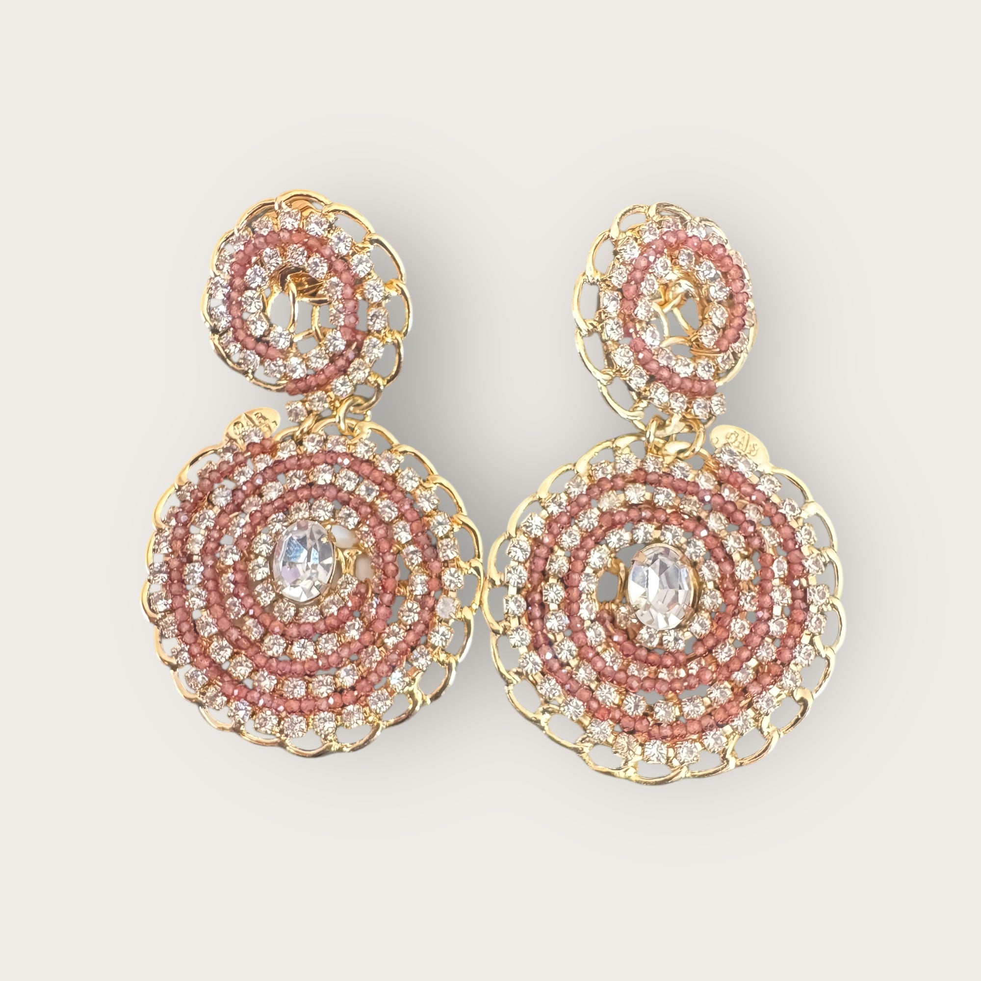 GAS BIJOUX - Boucles d'oreilles ONDE GOURMETTE BIS petit modèle strass et marron
