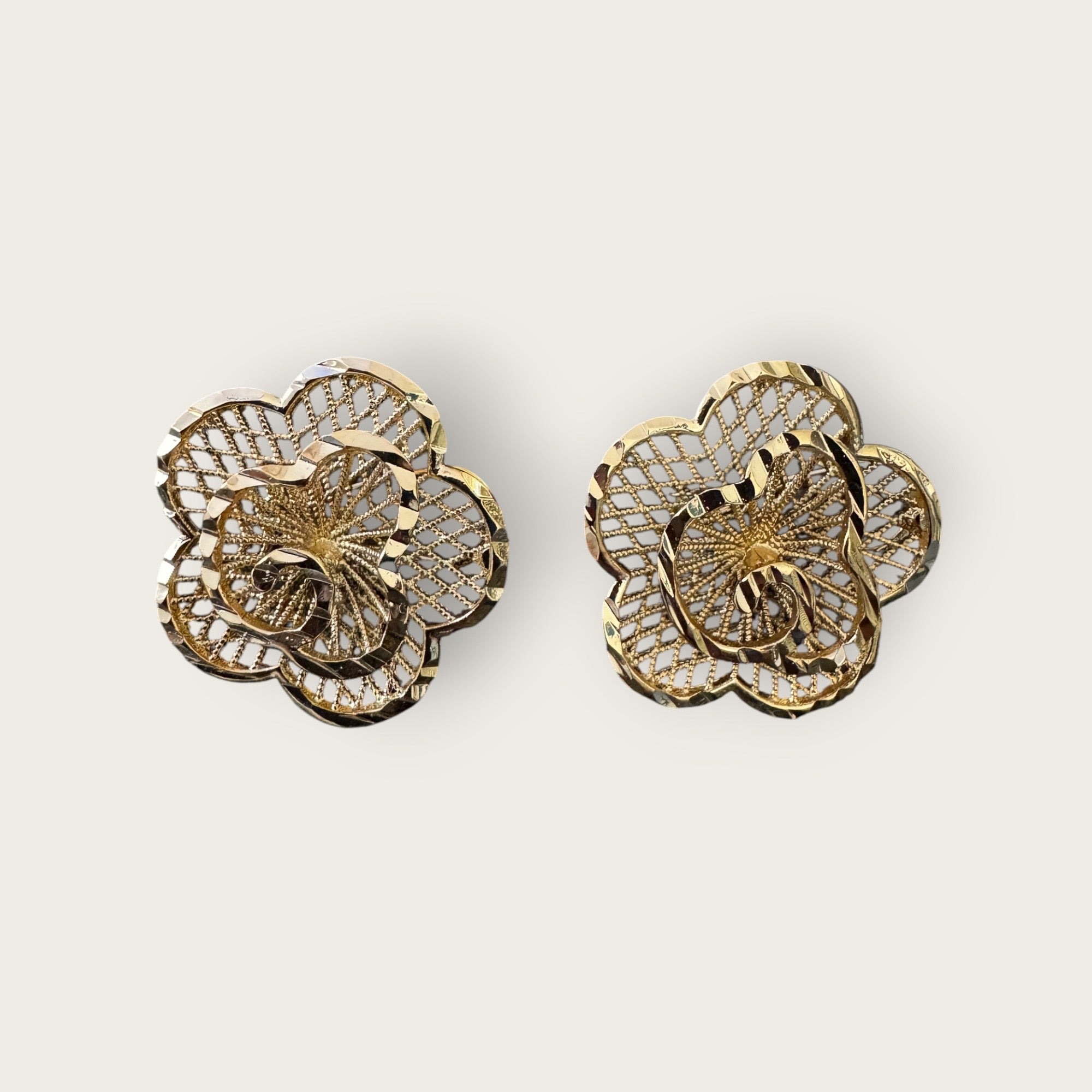 JORGINA - Boucles d'Oreilles Fleur Éclat Or Ajouré Dentelle