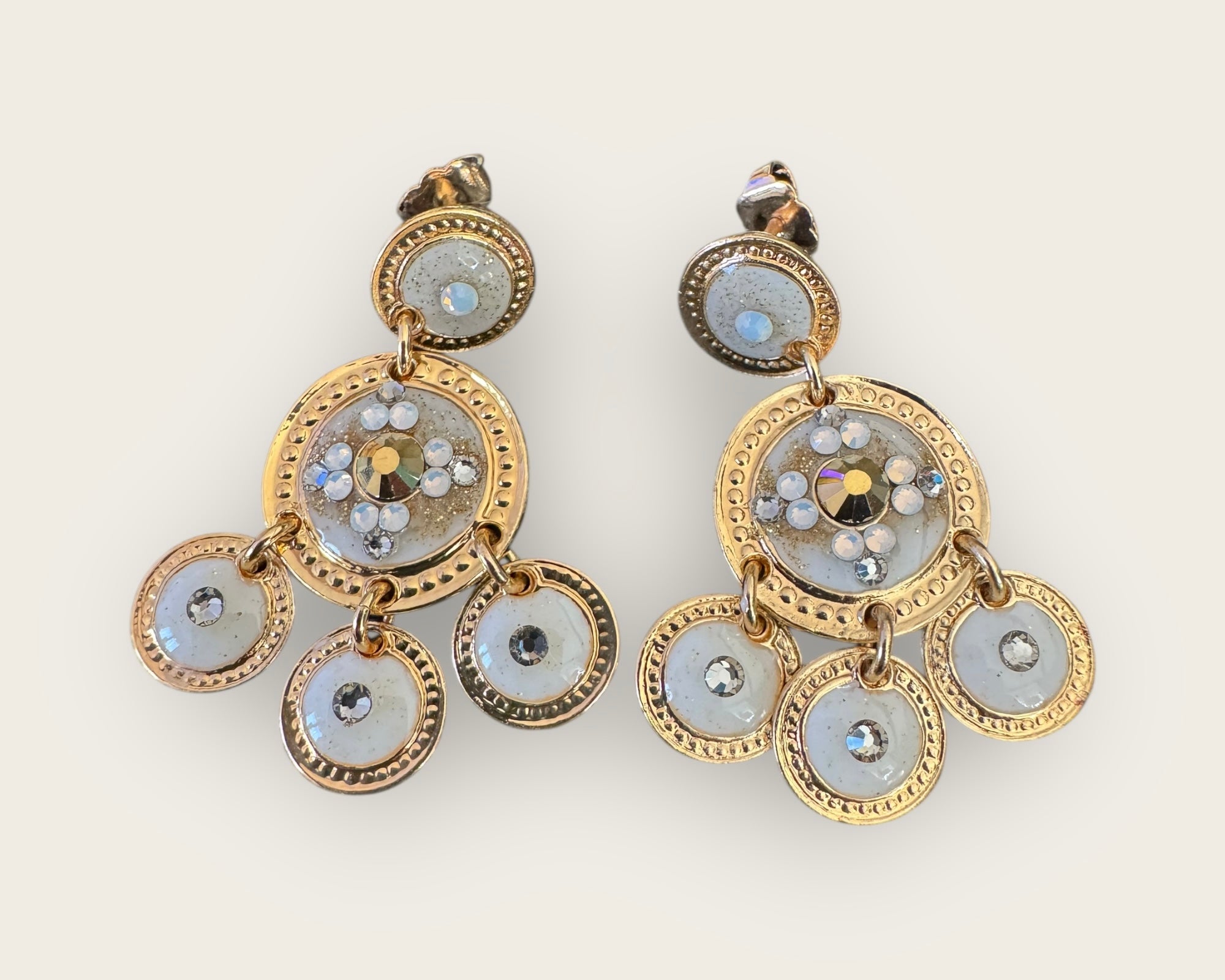 GAS BIJOUX - Boucles d'oreilles sequin deux rangs dorées à l'or fin