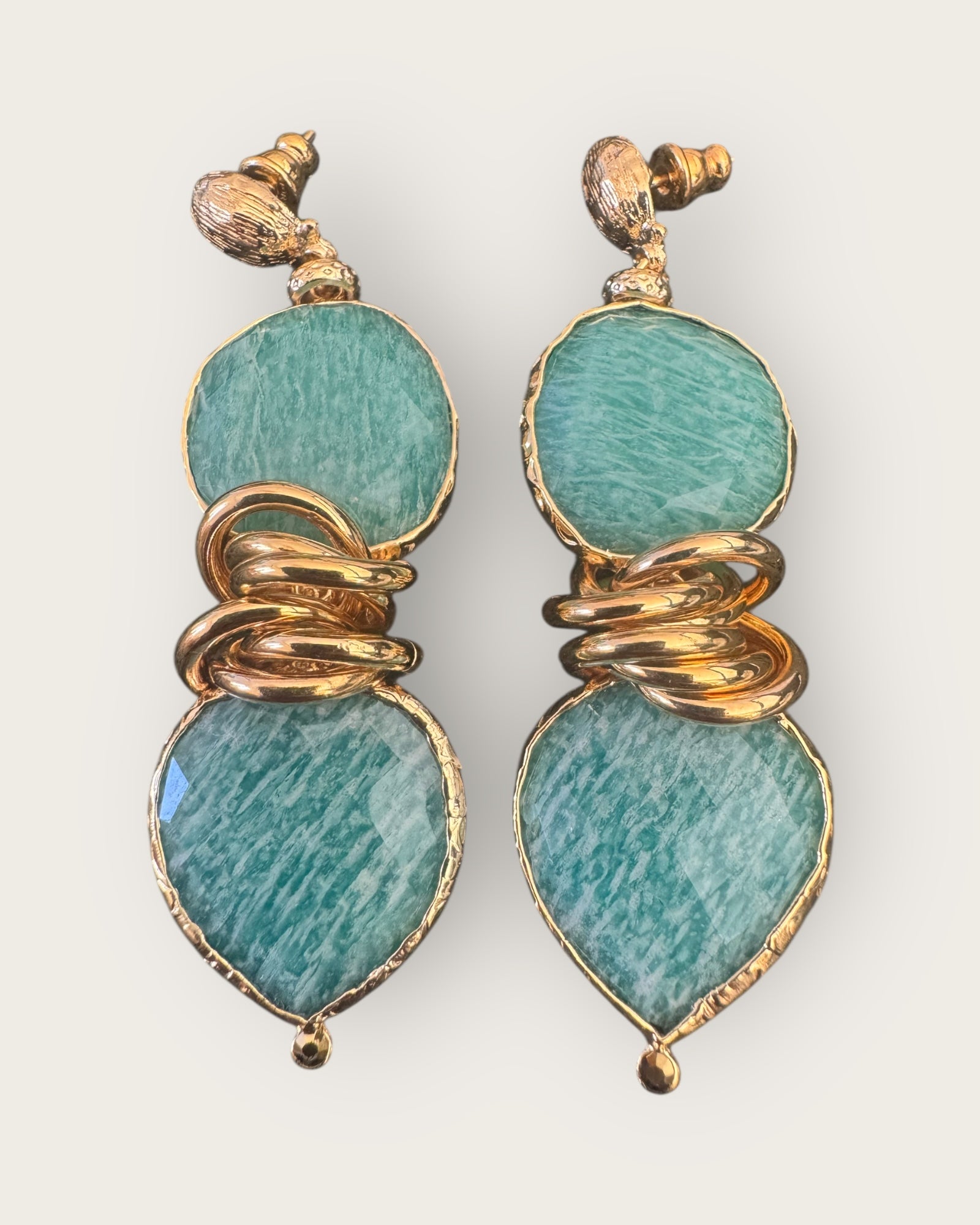 GAS BIJOUX - Boucles d'oreilles SIRENA 2.0 dorées à l'or fin - Amazonite
