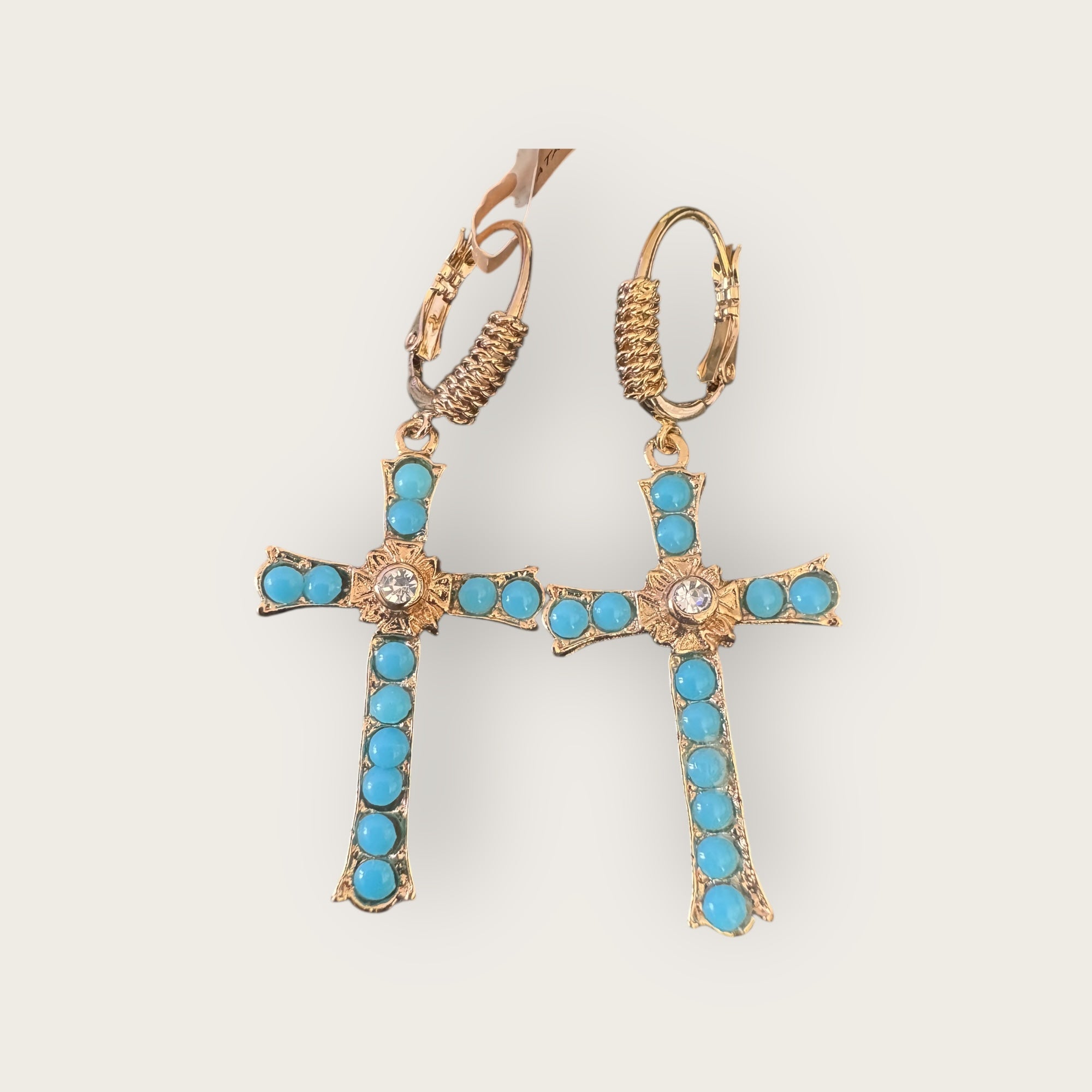 GAS BIJOUX - Boucles d'oreilles TAO KEA dorées à l'or fin et turquoise