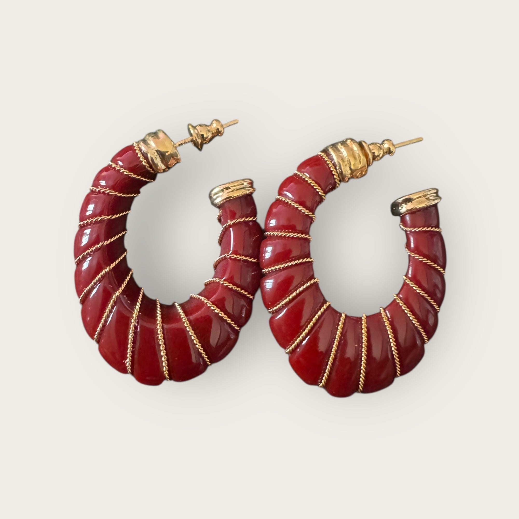 GAS BIJOUX - Boucles d'oreilles CYCLADE petit modèle dorées à l'or fin - Bordeaux