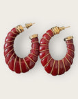 GAS BIJOUX - Boucles d'oreilles CYCLADE petit modèle dorées à l'or fin - Bordeaux