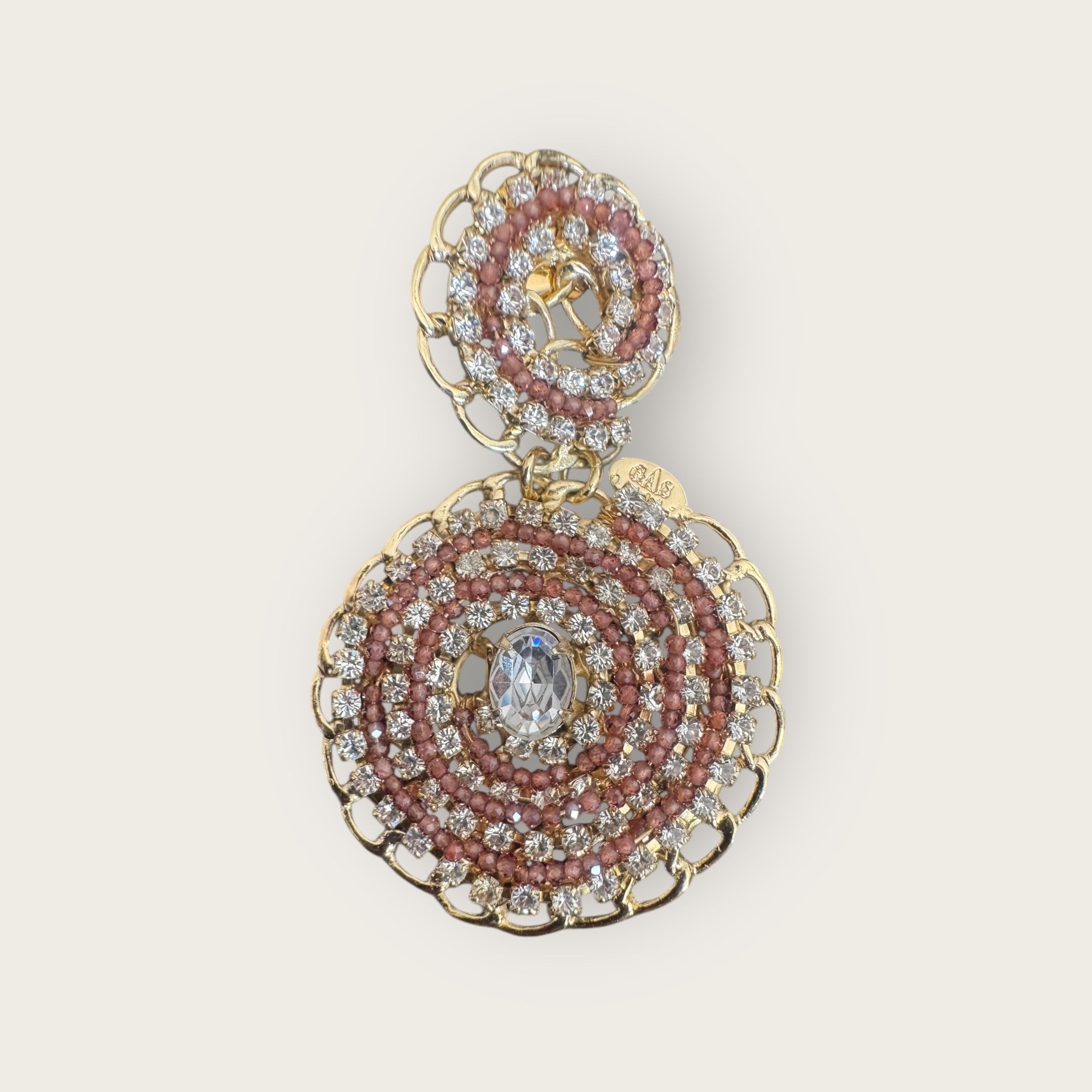 GAS BIJOUX - Boucles d'oreilles ONDE GOURMETTE BIS petit modèle strass et marron