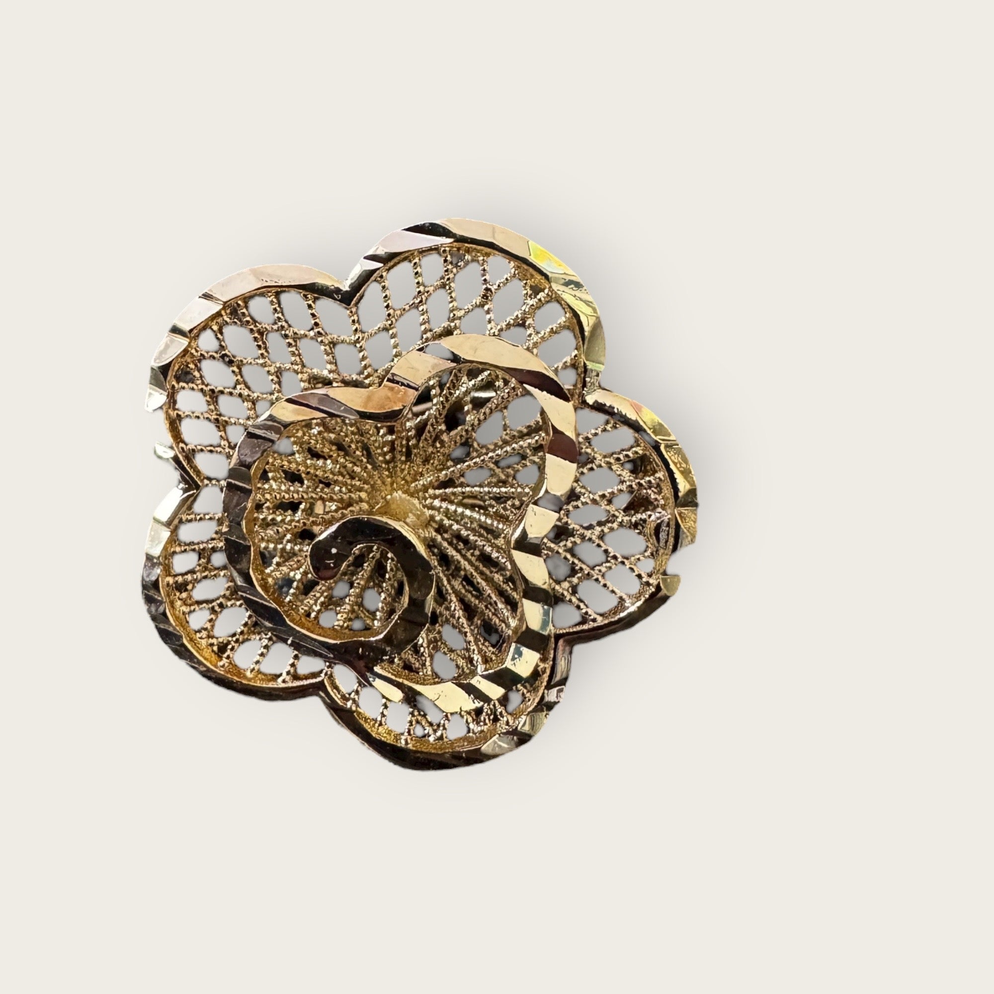 JORGINA - Boucles d'Oreilles Fleur Éclat Or Ajouré Dentelle