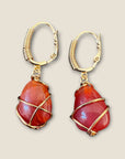 GAS BIJOUX - Boucles d'oreilles TAO RAINBOW dorées à l'or fin - Cornaline