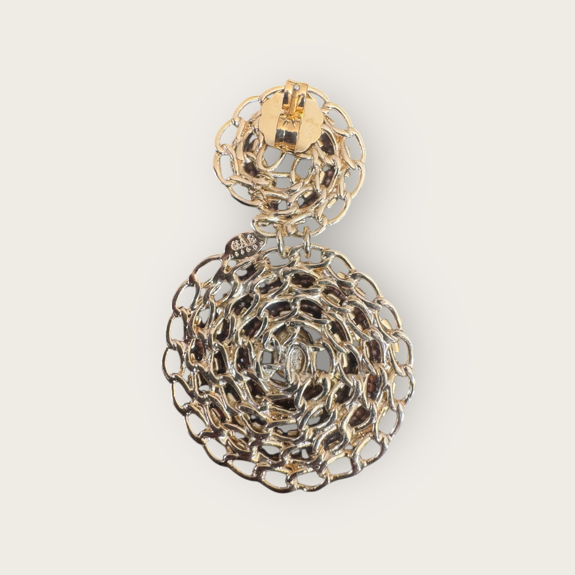 GAS BIJOUX - Boucles d'oreilles ONDE GOURMETTE BIS petit modèle strass et marron