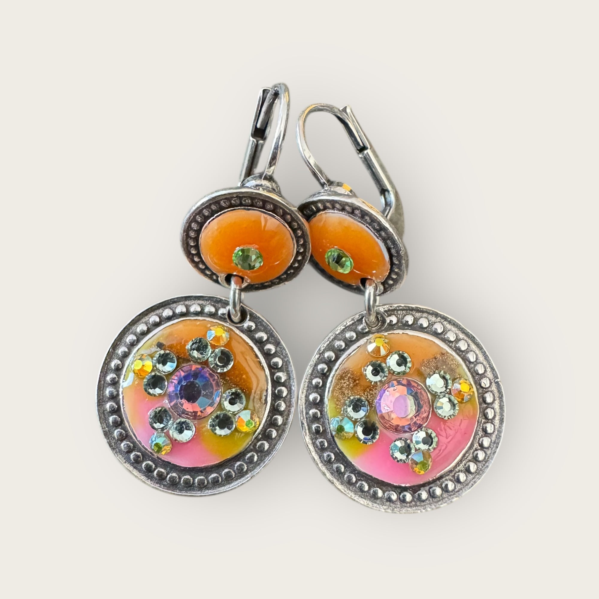 GAS BIJOUX - Boucles d'oreilles SEQUIN- Orange et rose