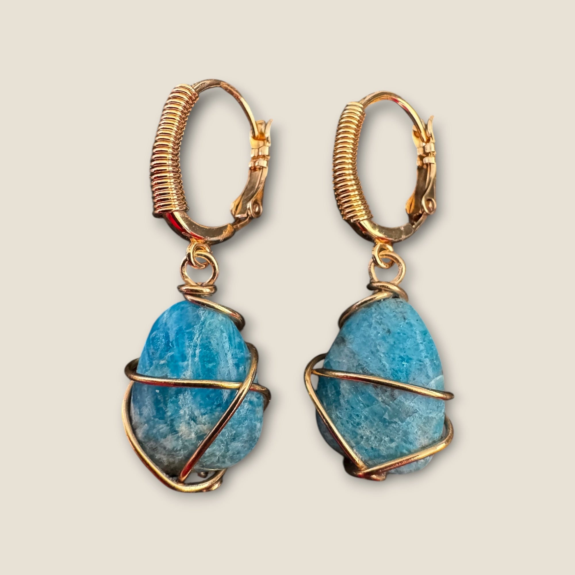 GAS BIJOUX - Boucles d'oreilles TAO RAINBOW dorées à l'or fin - Apatite