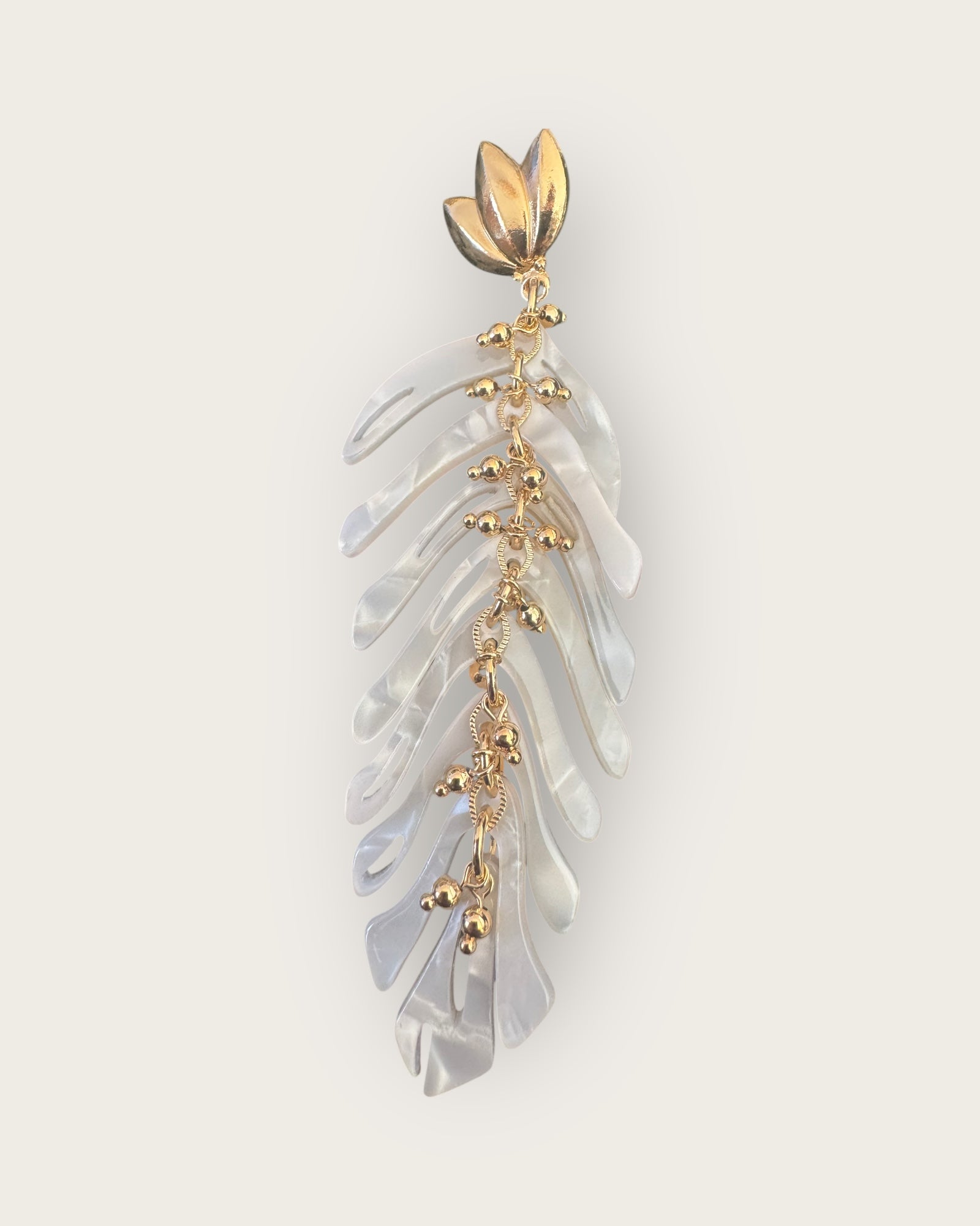 GAS BIJOUX - Boucles d'oreilles CAVALLO dorée à l'or fin - Acétate blanche