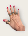 GAS BIJOUX - Bague SIMONE dorée à l'or fin - Jaspe Kambala et Aventurine verte - Taille XL