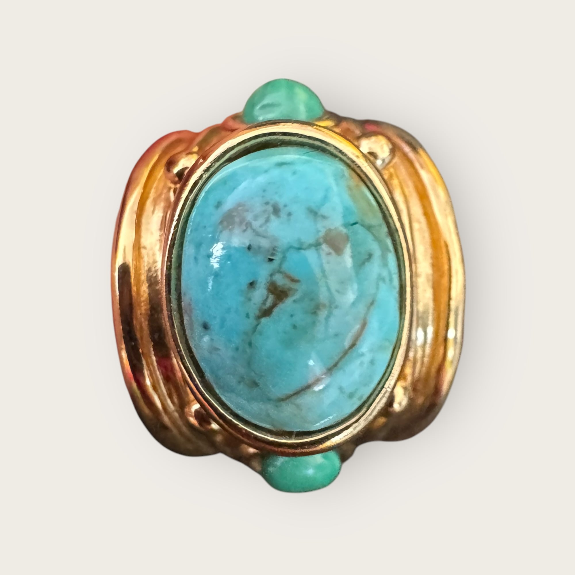 GAS BIJOUX - Bague SIMONE dorée - Turquoise et malachite - Taille XL