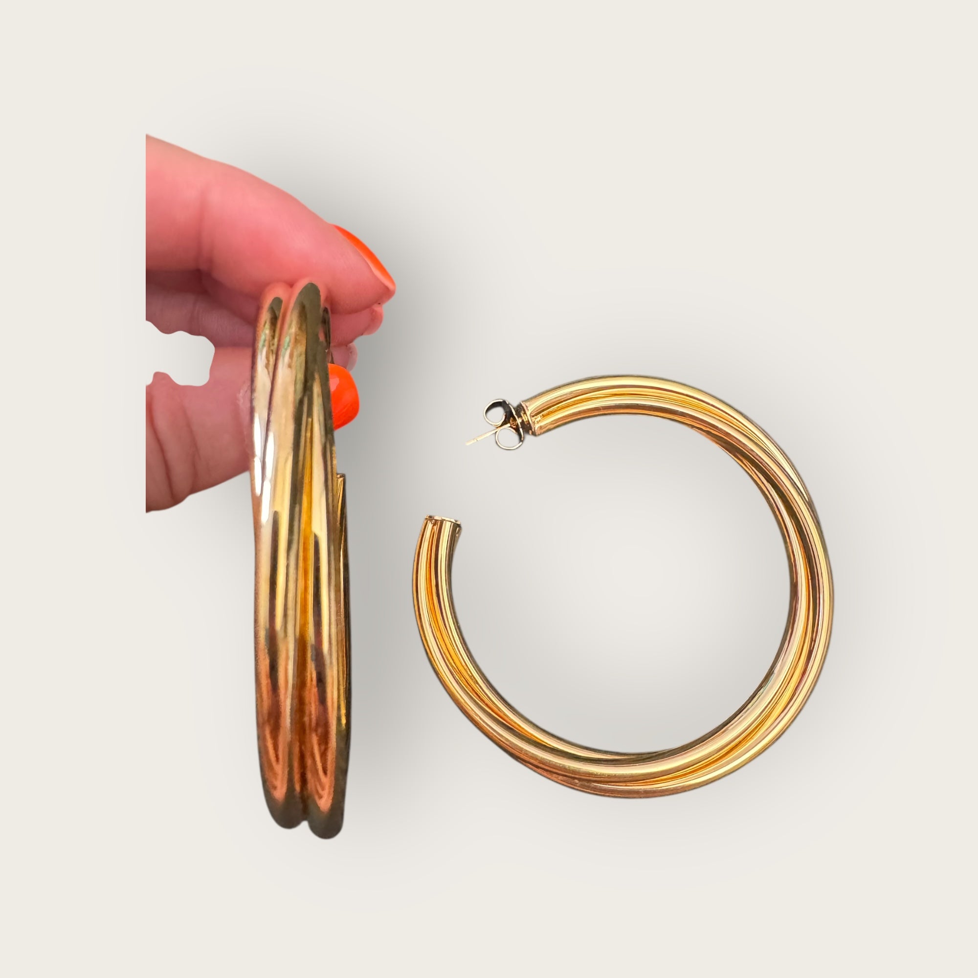 GAS BIJOUX - Créoles ATIK dorées à l'or fin - Grand modèle